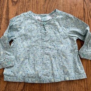 Vintage Janie and jack lavender skies 2005 floral baby girls button back shirt
